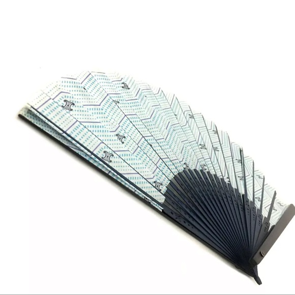 AUTH Celine RARE Triomphe Macadam Fan With Box - Picture 3 of 6